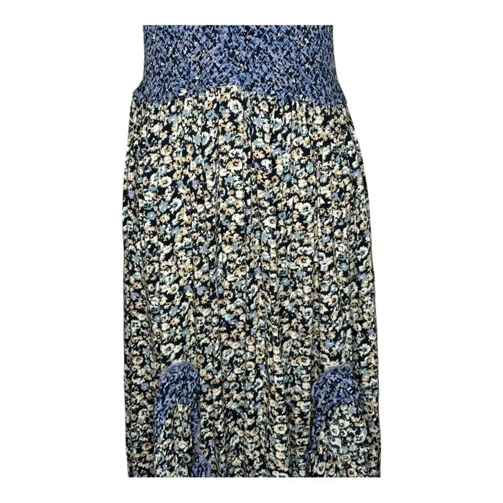 Free People One I Love Floral Midi Maxi Dress Blue Size L NWT